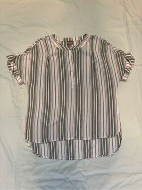 Chico's Women's Striped Short Sleeve Size 2 100% Rayon Top